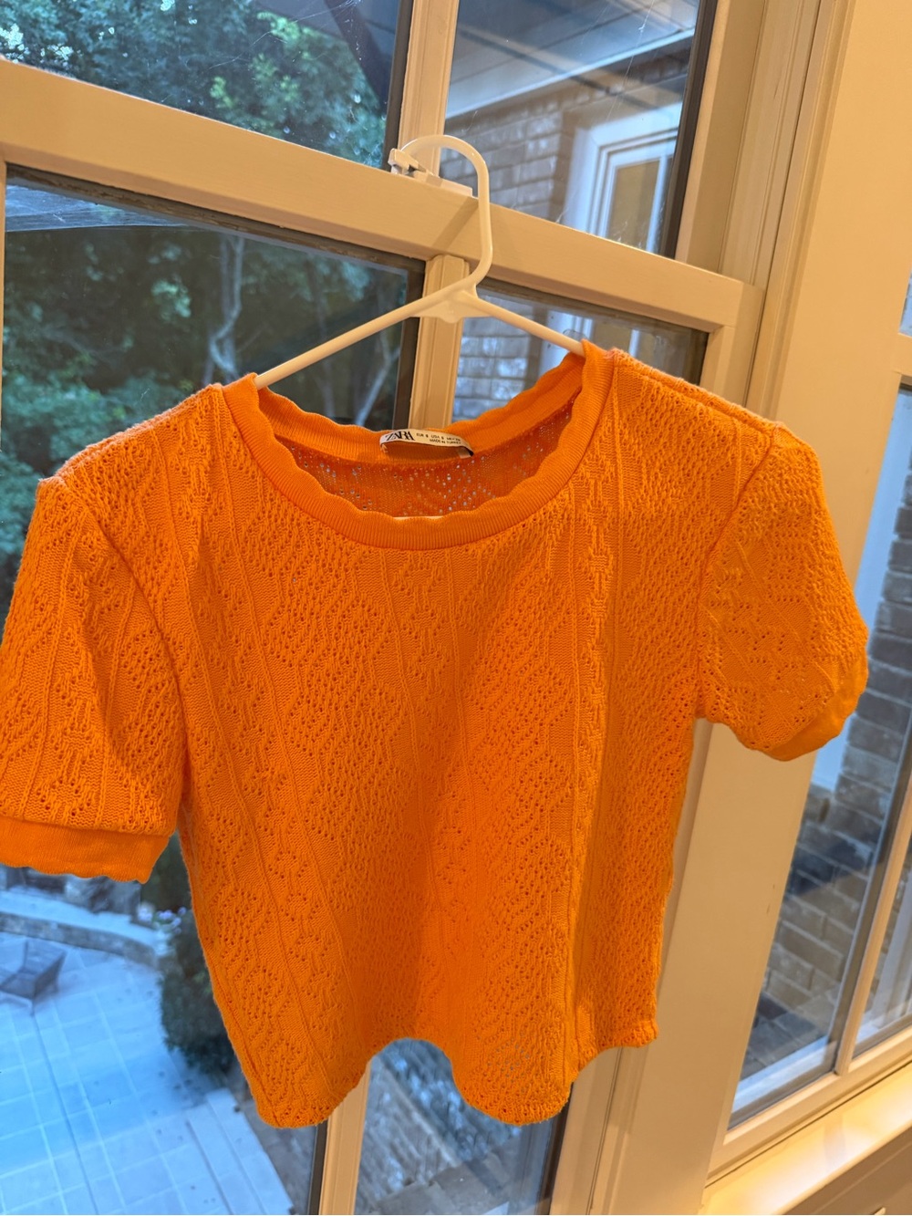 Zara Orange Short Sleeve Knit Top